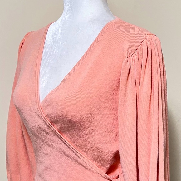 MISSGUIDED new Pink True Wrap Around Straps Crop Balloon Sleeves Knit Top 10/12 - Picture 8 of 16